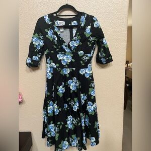 Floral Black and Blue Dress Delores Dress